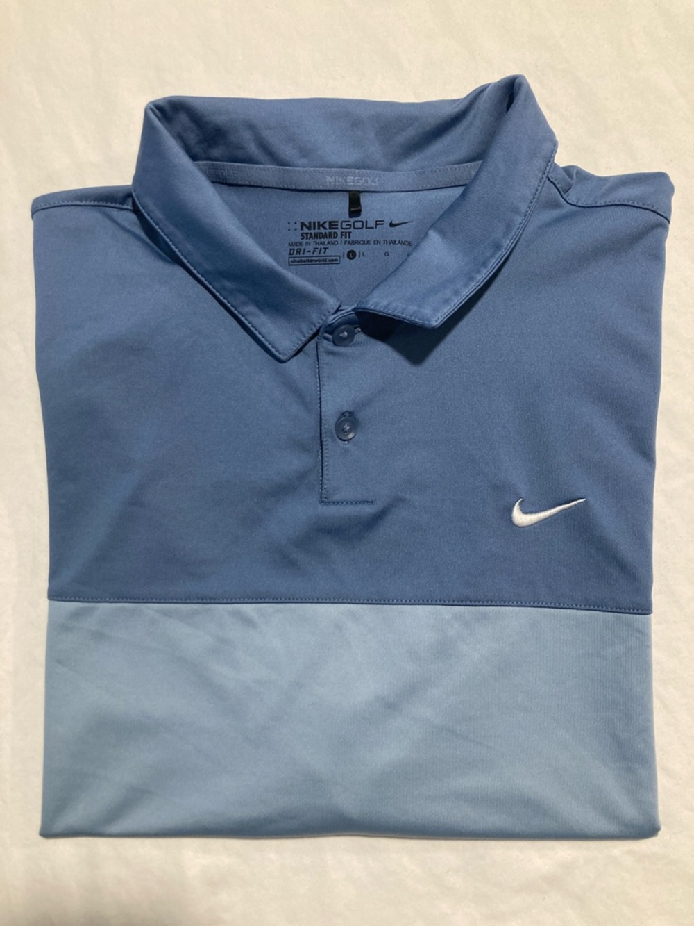 Nike Golf Two-Tone Blue Colorblock Polo Standard Fit Dri-Fit (069)